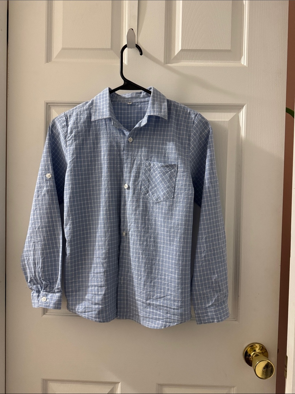 Boys Classic Light Blue Windowpane Button-Down Shirt